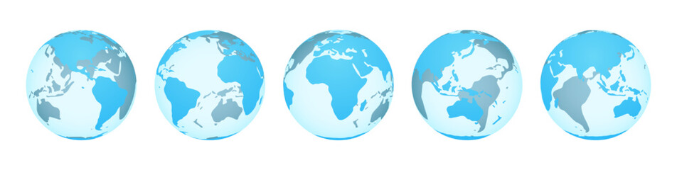 Wall Mural - world map on earth spherical globe planet showing continents and oceans. isolated geography and cart