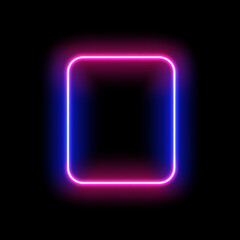 Poster - Neon frame square shaped border for copy space, banner for highlight. Vintage or retro glowing sign with shiny line on figures. Vector in realistic style