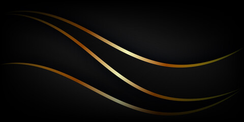 Wall Mural - Luxury abstract black background with golden lines
