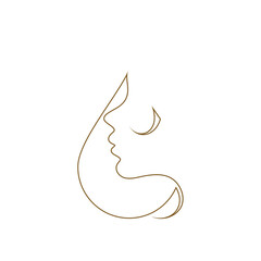 Wall Mural - Water face woman line art logo