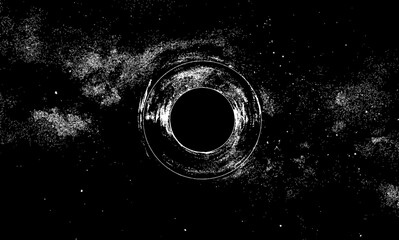 Wall Mural - Black hole ink illustration. Space galaxy background