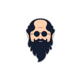 Fototapeta Niebo - bald old man head logo wearing sunglasses