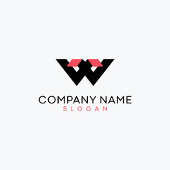 Poster - w letter logo with creative concept