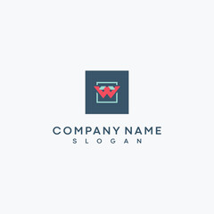 Poster - box line and w logo design with creative concept