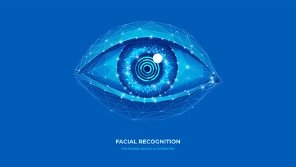 Aufkleber - Identification. Polygonal wireframe eye . Technology face recognition and data security concept. Geometric digital vector background. eps 10