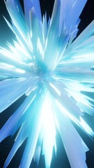 Fototapete - Abstract Digital Futuristic Glowing Crystals fly in space vertical Background 3D rendering