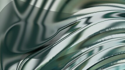 Wall Mural - green streamlined with metallic organic wave pattern abstract, dramatic, passionate, luxurious and exclusive 3D rendering graphic design elemental background material