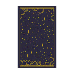 Wall Mural - Tarot aesthetic golden card. Magic tarot design for oracle card covers. Vector illustration isolated in blue background