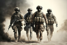 Soldiers In Military Uniform, Army Modern Warfare, Generative Ai
