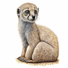 Watercolor Meerkat Sitting On White Background ,made With Generative AI