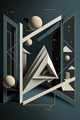 Wall Mural - Minimalistic modern trendy design, abstract shapes illustration ,made with Generative AI