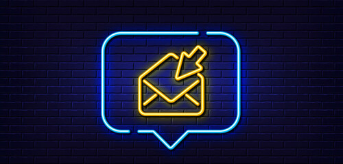 Poster - neon light speech bubble. open mail line icon. view message correspondence sign. e-mail symbol. neon