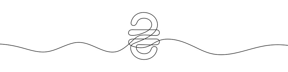 Poster - Continuous line drawing of hryvnia currency symbol. Line art of the Ukrainian hryvnia currency symbol. Vector illustration.