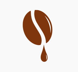 Wall Mural - Coffee bean with coffee drop icon. Vector illustration.