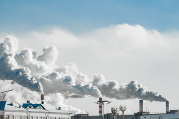 Wall Mural - industrial chimneys with heavy smoke causing air pollution