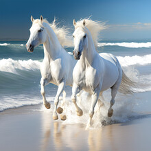 White Horse On The Beach