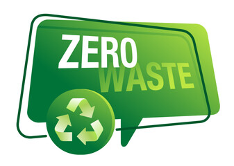 Canvas Print - Zero waste green badge with recycling sign