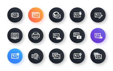 Poster - photo icons. download picture, print image, photo camera icons. edit image, presentation and photo p