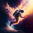 Astronaut floating zero gravity in outer space ,made with Generative AI