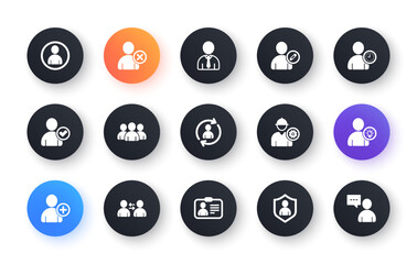 Poster - user person icons. profile, group and support. people classic icon set. circle web buttons. vector