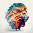Multicolored lions head. Generative AI