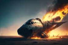 Plane On Fire. Generative Ai