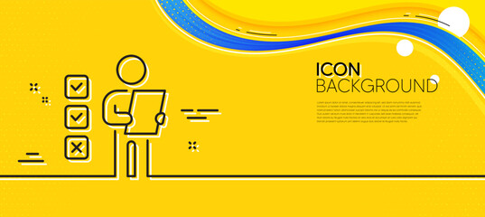 Poster - voting ballot paper line icon. abstract yellow background. vote checklist sign. public election symb