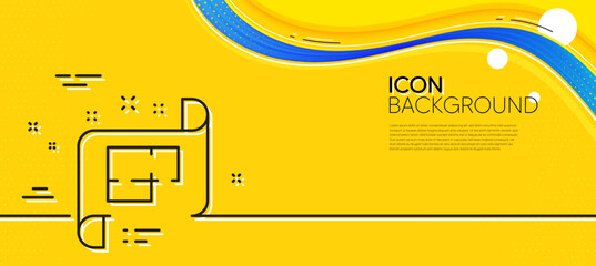 Aufkleber - Architectural plan line icon. Abstract yellow background. Technical project sign. Minimal architectural plan line icon. Wave banner concept. Vector