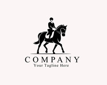 Rider Walking Horse Racing Equestrian Symbol Logo Design Template Illustration Inspiration