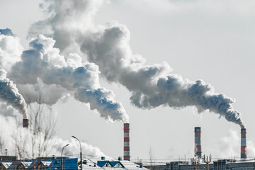 Wall Mural - industrial chimneys with heavy smoke causing air pollution