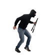 © alphaspirit - Thief with balaclava acts in silence to steal apartments with wire cutters in hand