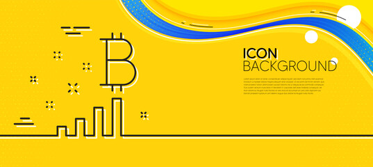 Poster - bitcoin graph line icon. abstract yellow background. cryptocurrency analytics sign. crypto money sym