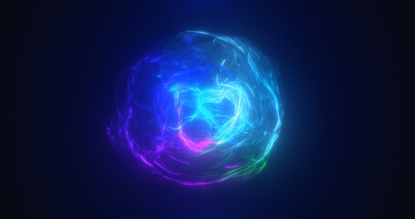 Wall Mural - abstract blue energy sphere transparent round bright glowing, magical abstract background