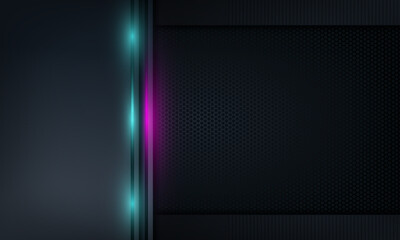 Wall Mural - Abstract background with glowing lines. 
Neon light lines with hexagon pattern.