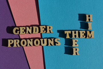 Sticker - Gender Pronouns, Him, Her, Them as banner headline