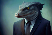 A Portrait Of A Catfish In A Business Suit, Generative AI