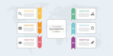 Poster - Creative concept for infographic element vector 6 options, steps, list, process. Abstract elements of graph, diagram with steps, options, parts or processes, timeline infographics, workflow or chart.