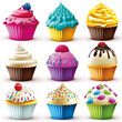 Cupcakes Kuchen Icon Set – Generative AI