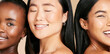 © Jade Maas/peopleimages.com - Skincare, beauty and diversity, happy faces of women and smile on salon studio background. Health, wellness and luxury cosmetics skin care for beautiful multicultural people in natural spa makeup.