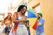 © kleberpicui - Brazilian Carnival. Group of friends celebrating carnival party