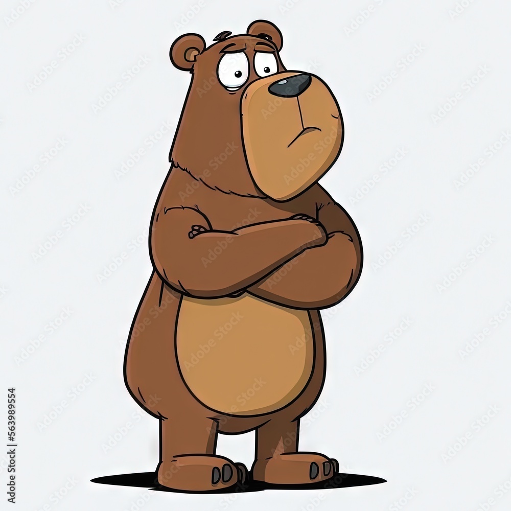Ilustración de Stock a cartoon bear standing with his arms crossed and ...