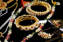 Indian Traditional Jewellery Displayed In A Street Shop For Sale In Pune, Maharashtra. Indian Art, Indian Traditional Jewelry.