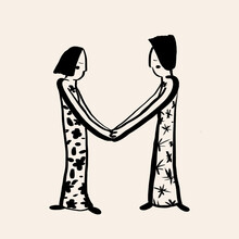 M Letter Of Font Made With Simple Drawing Of Couple