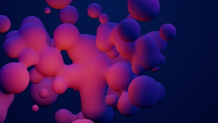 Metaverse 3d render morphing animation pink purple abstract metaball metasphere bubbles art sphere blue background backdrop space moving meta balls shapes motion design fluid liquid blob deformation