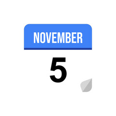 Wall Mural - 5 November, Calendar date icon, Event date icon