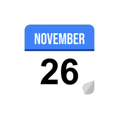 Wall Mural - 26 November, Calendar date icon, Event date icon