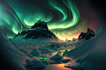 Sticker - northern lights, aurora borealis. Generative AI image.