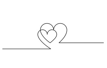 Wall Mural - two hearts continuous line drawing minimalism