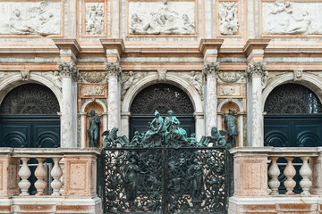 Sticker - The Loggetta del Sansovino at the base of the bell tower in Saint Mark's Square, Venice, Veneto, Italy