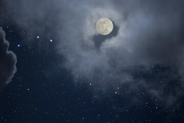 Wall Mural - cloudy full moon night
